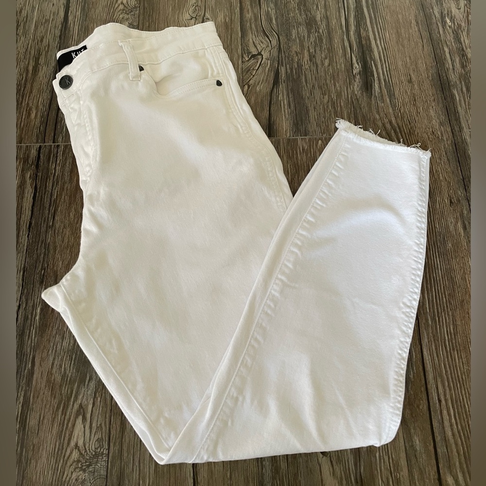 Kut from the Kloth Donna High Rise White Ankle Skinny Jeans Size 14